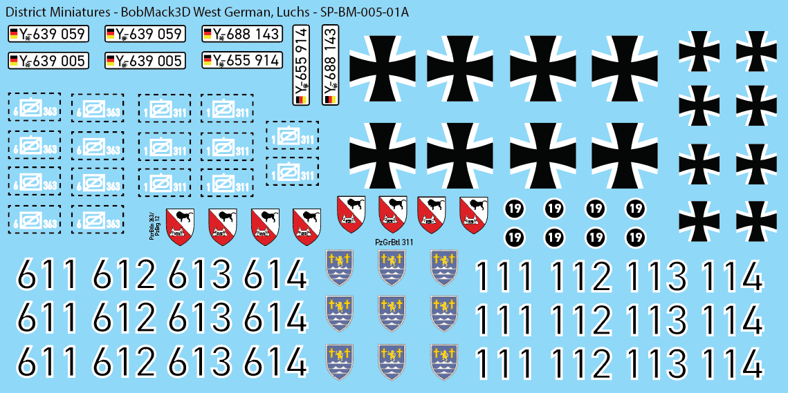 BobMack3D West German - Spähpanzer Luchs 28mm Decals