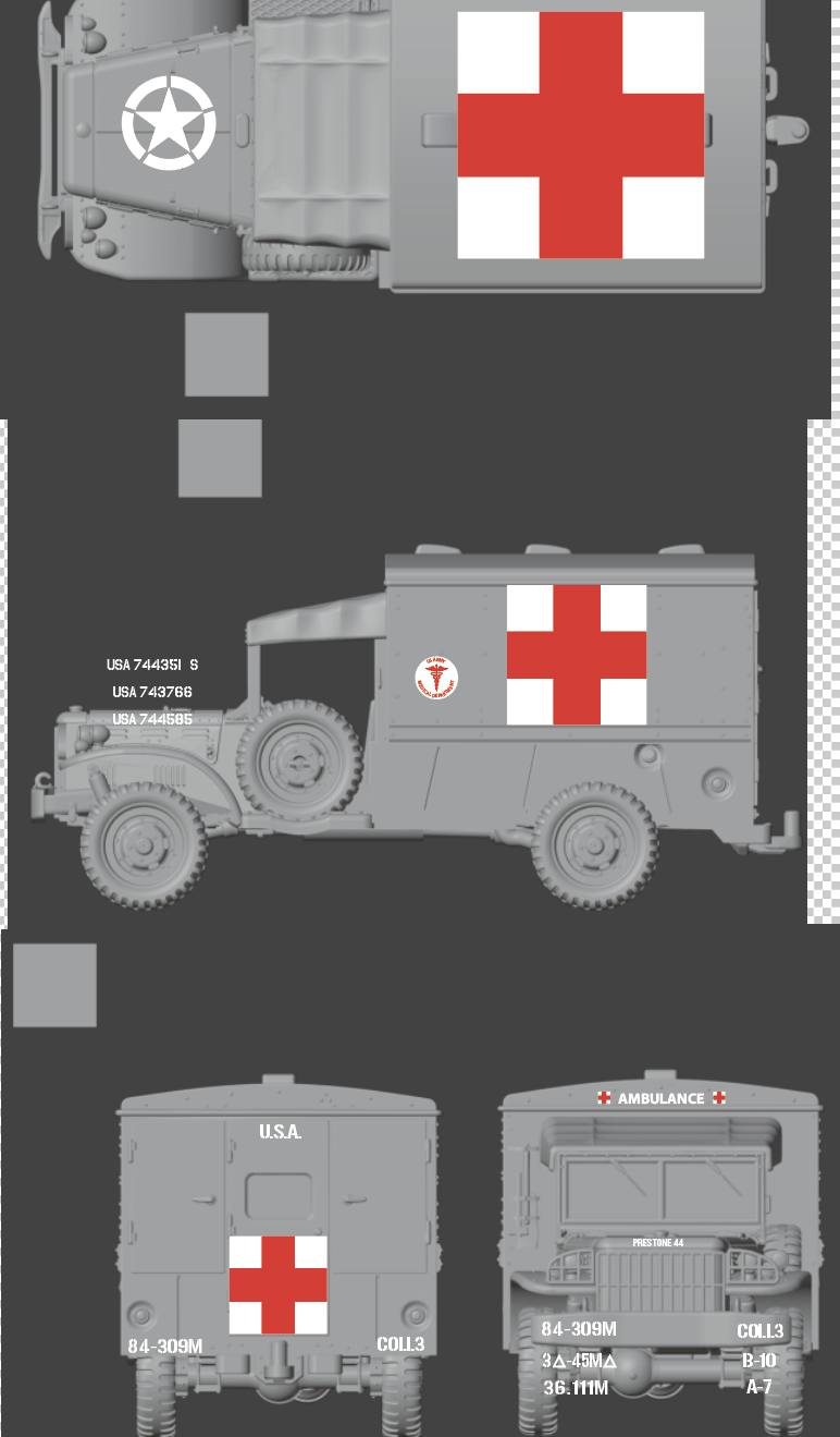 US Ambulance Decals (Multiple Options), 15mm Decals