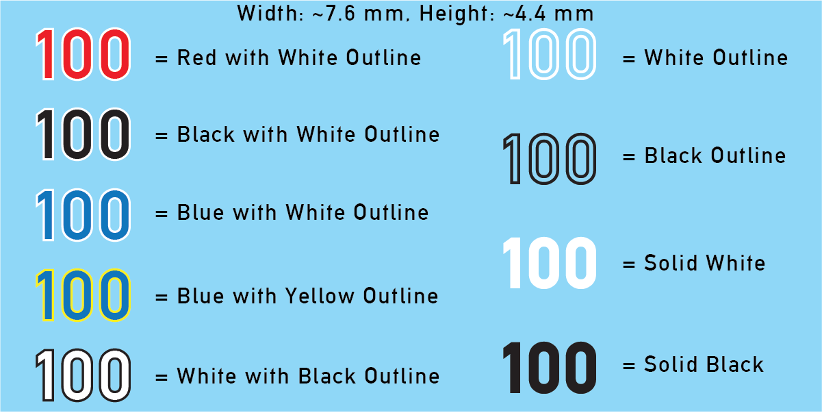 WW2 German - German Vehicle Numbers Sheets, Regular Size, 100-999 (Multiple Options), 20mm