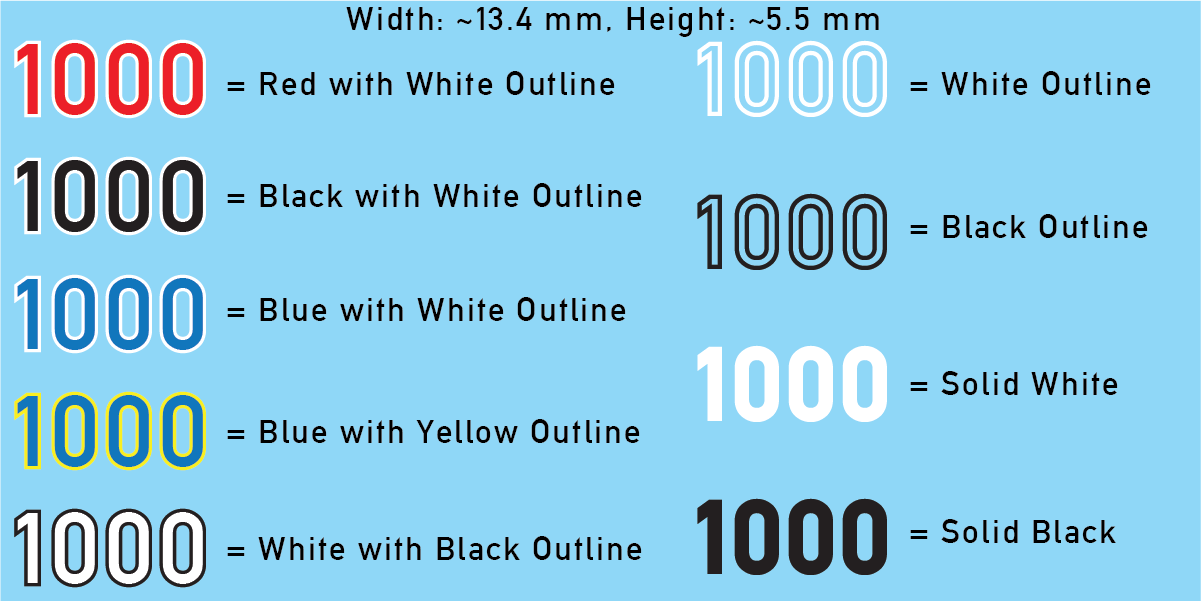 WW2 German - German Vehicle Numbers Sheets, Regular Size, 1000-1999 (Multiple Options), 28mm