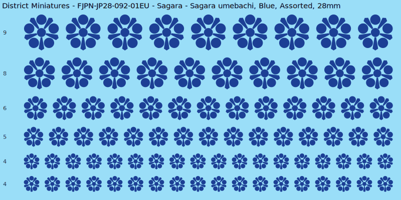 Sagara clan mon, Sagara umebachi, Blue waterslide decal sheet, 28mm