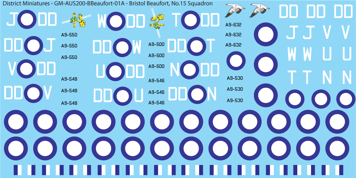 Bristol Beaufort, RAAF No.15 Squadron, 1/200 Decals