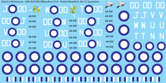 Bristol Beaufort, RAAF No.15 Squadron, 1/200 Decals