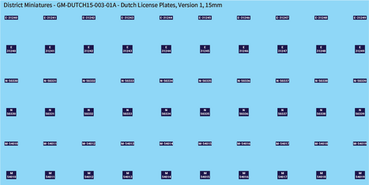 WW2 Dutch - Dutch License Plates (Multiple Options), 15mm Decals