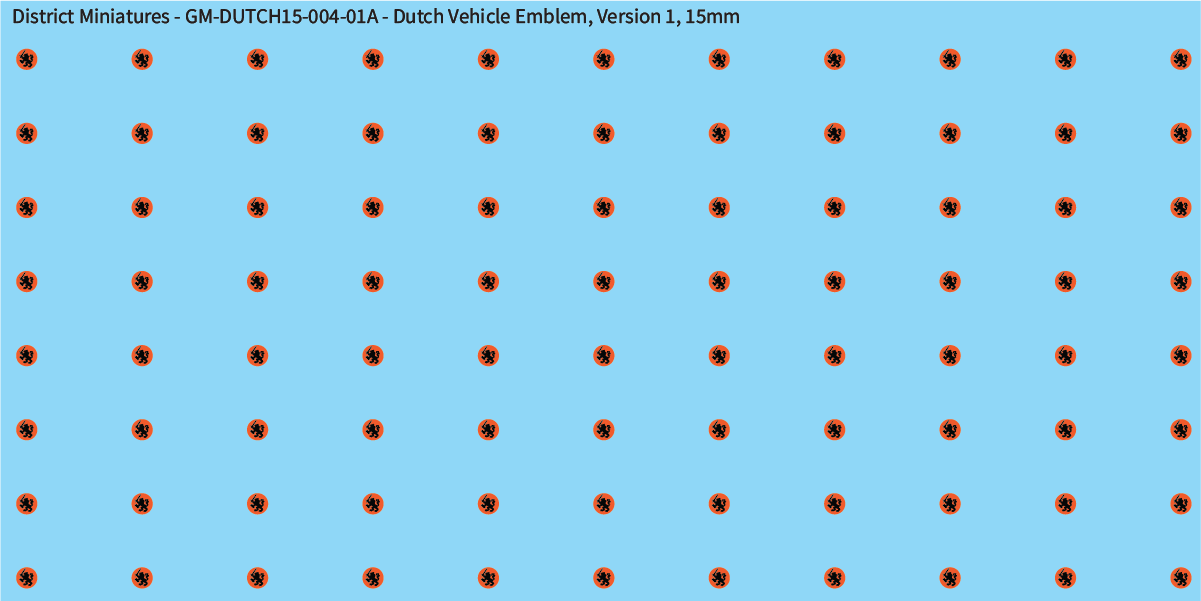 WW2 Dutch - Dutch Vehicle Emblem, 15mm Decals