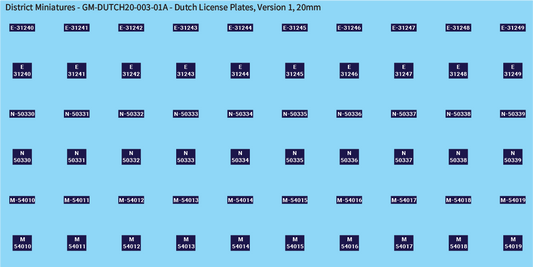 WW2 Dutch - Dutch License Plates (Multiple Options), 20mm Decals
