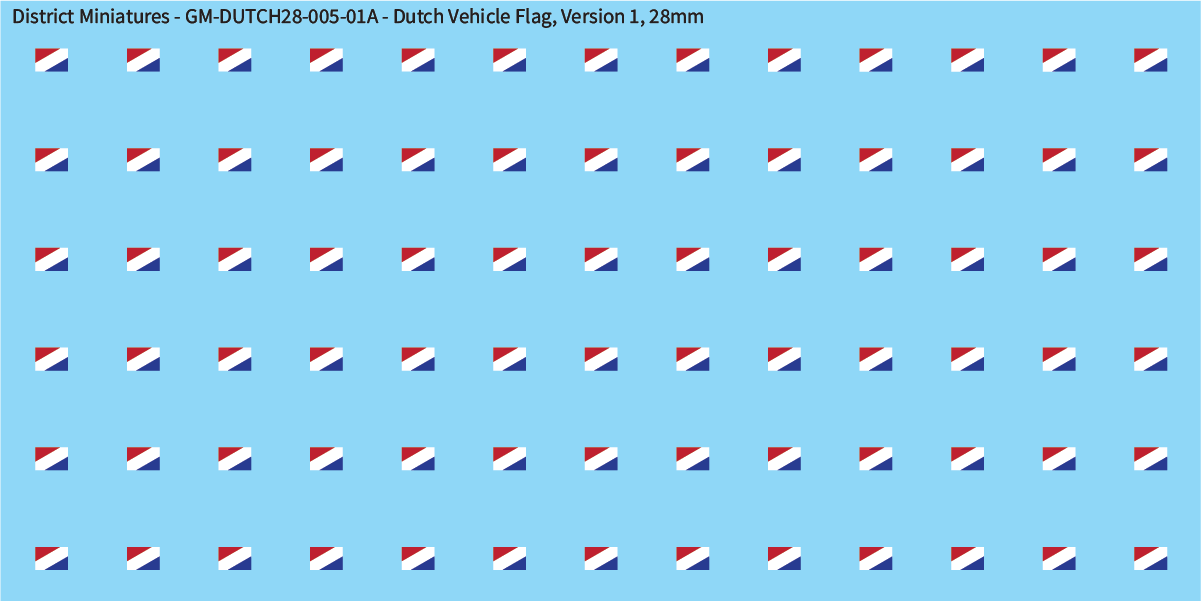 WW2 Dutch - Dutch Vehicle Flags, 28mm Decals