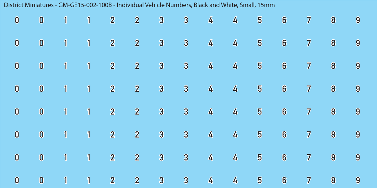 WW2 German - Individual Vehicle Numbers (Large and Small Options), 15mm