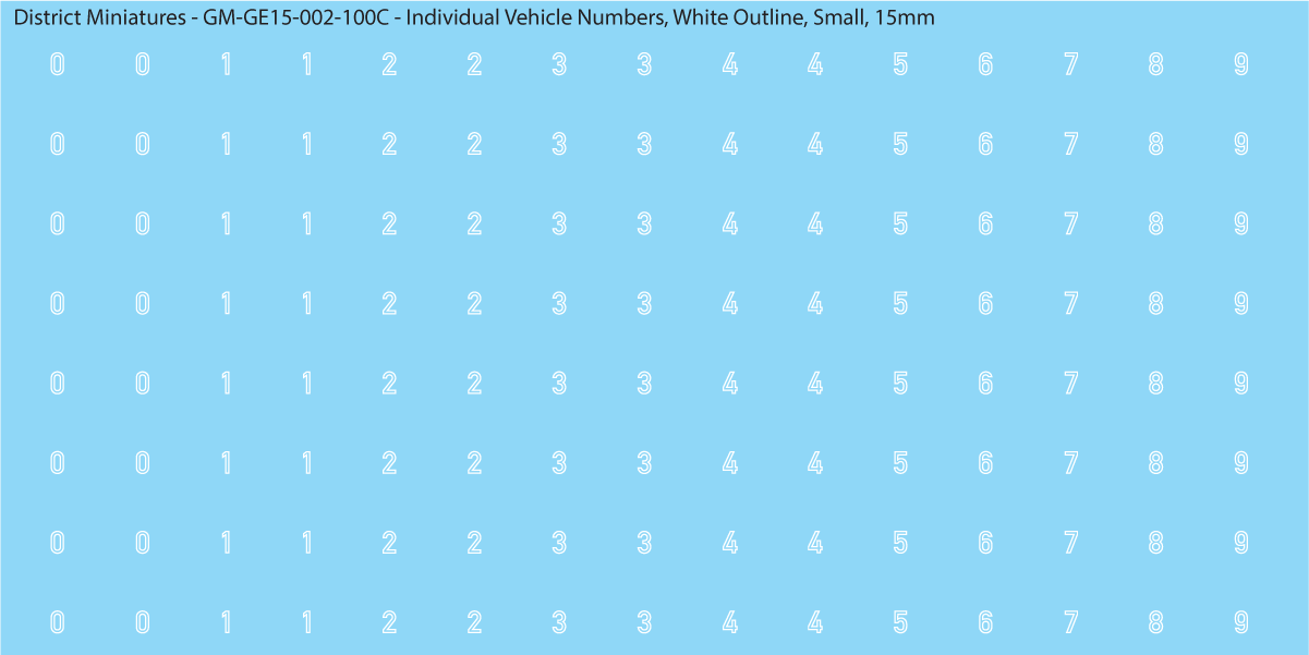WW2 German - Individual Vehicle Numbers (Large and Small Options), 15mm