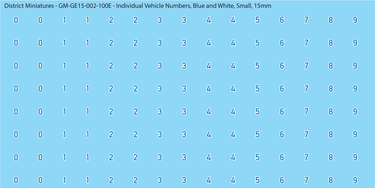 WW2 German - Individual Vehicle Numbers (Large and Small Options), 15mm
