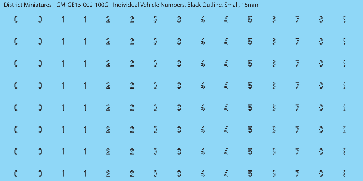 WW2 German - Individual Vehicle Numbers (Large and Small Options), 15mm