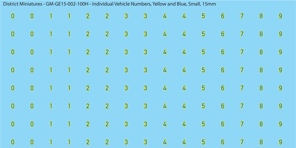 WW2 German - Individual Vehicle Numbers (Large and Small Options), 15mm