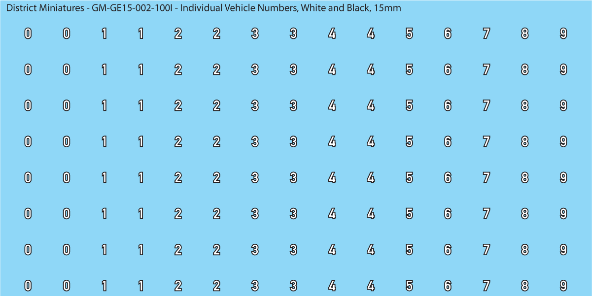 WW2 German - Individual Vehicle Numbers (Large and Small Options), 15mm
