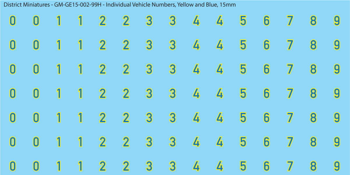 WW2 German - Individual Vehicle Numbers (Large and Small Options), 15mm