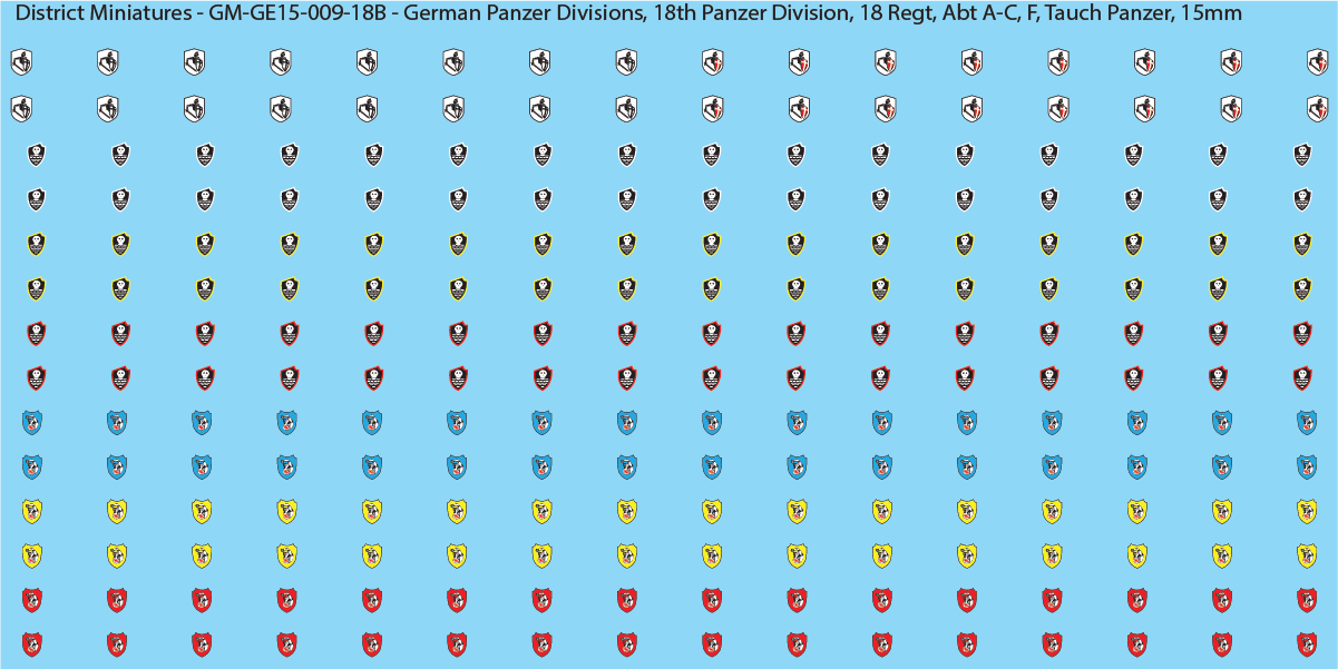 WW2 German Wehrmacht Panzer Divisions, 15mm Decals
