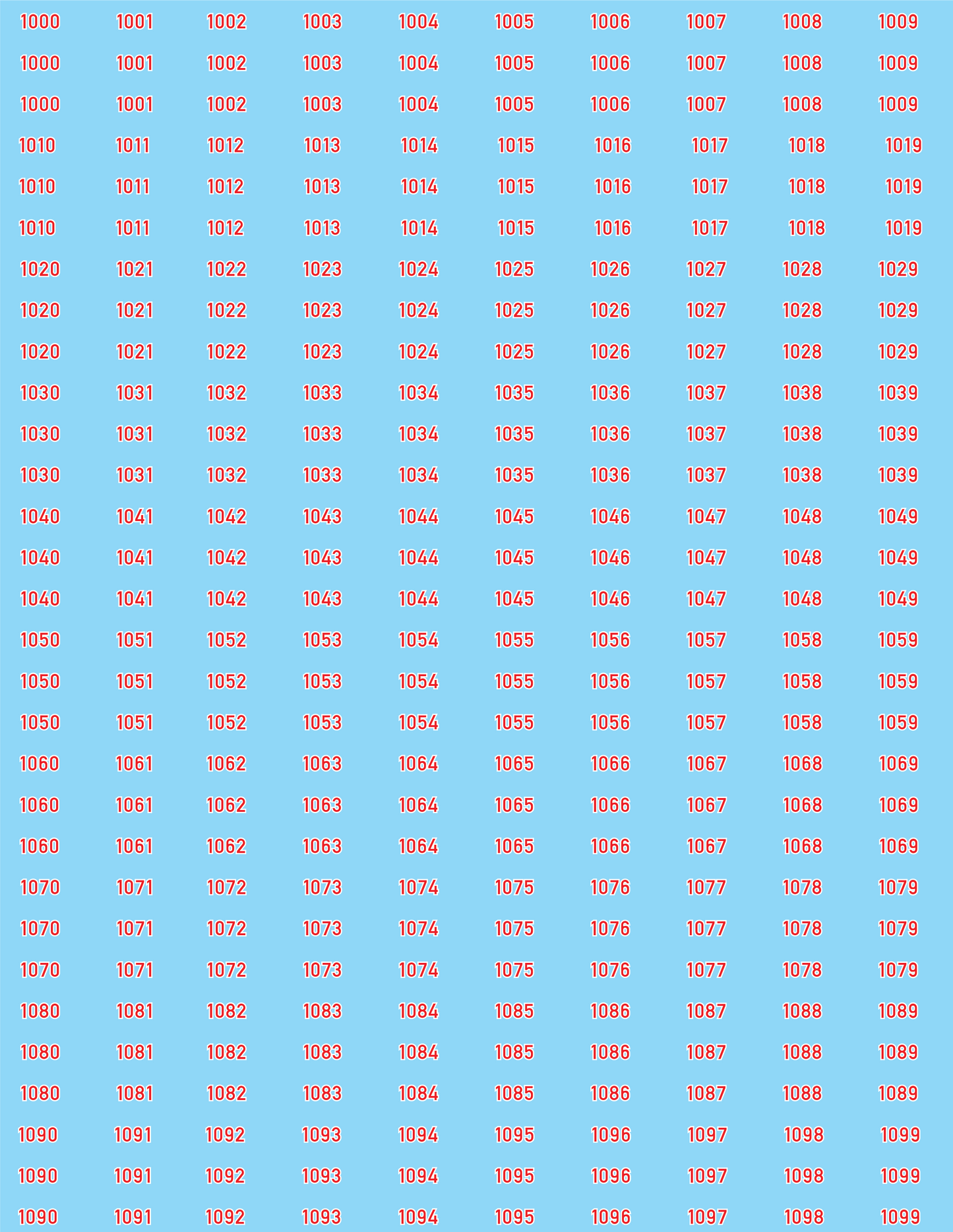 WW2 German - German Vehicle Numbers Sheets, Regular Size, 1000-1999 (Multiple Options), 15mm