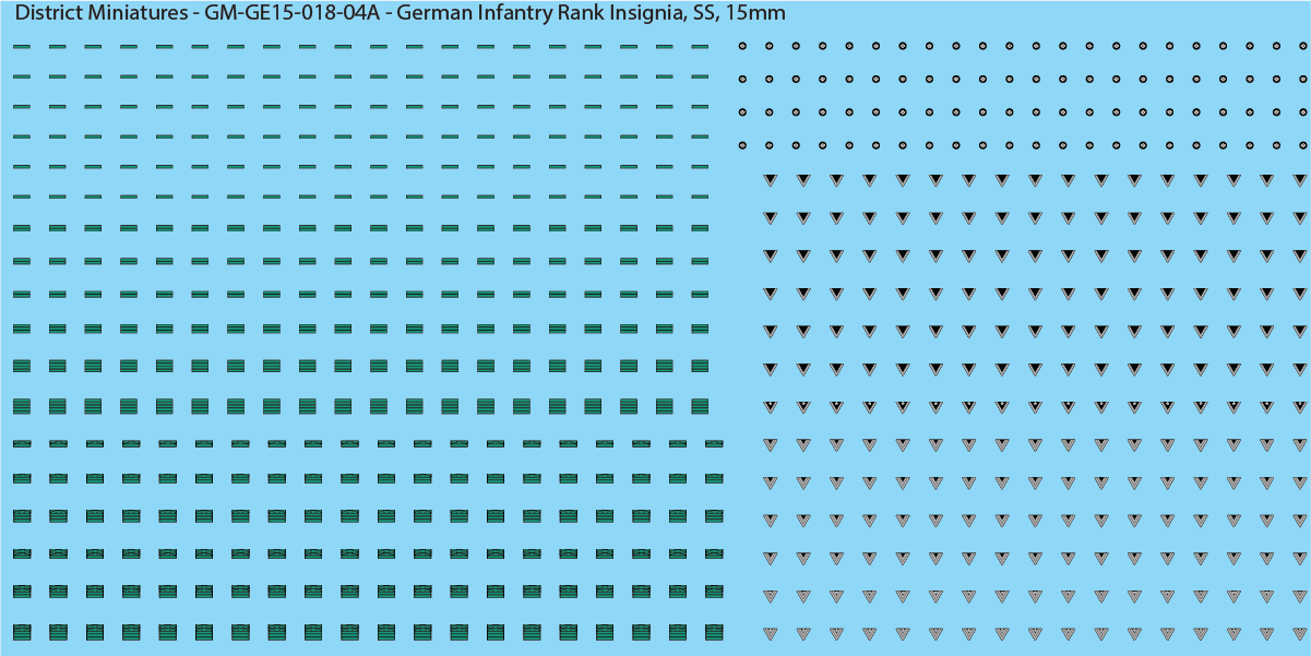 WW2 German - German Infantry Rank Insignia (Multiple Options), 15mm Decals