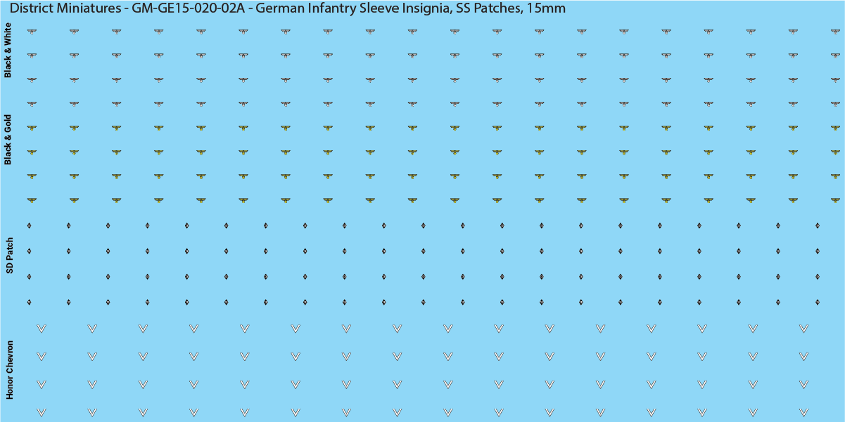 WW2 German - German Infantry Sleeve Insignia (Multiple Options), 15mm Decals