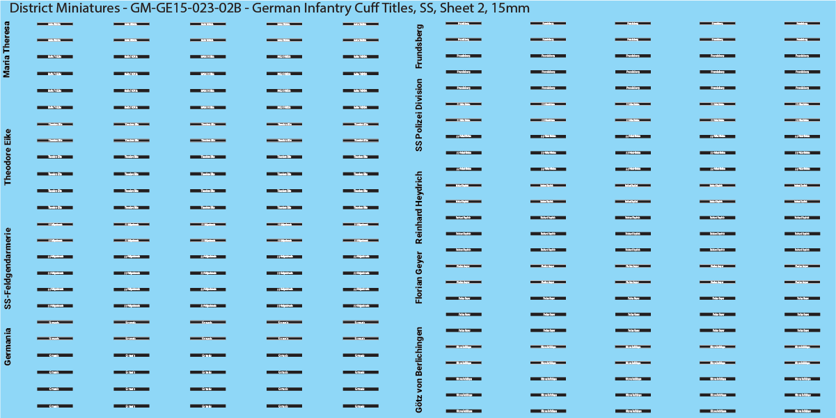WW2 German - German Infantry Cuff Titles (Multiple Options), 15mm Decals