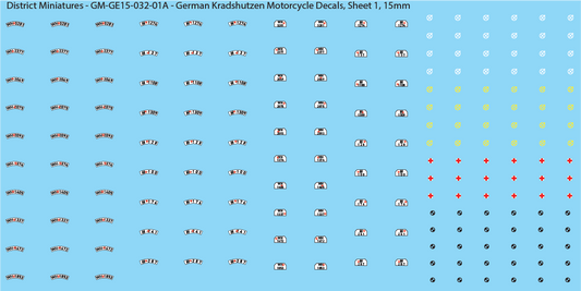 WW2 German - German Kradshutzen Motorcycle Decal, 15mm Decals