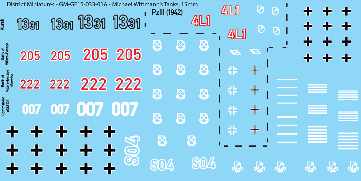 Michael Wittmann's Tanks, 15mm Decals