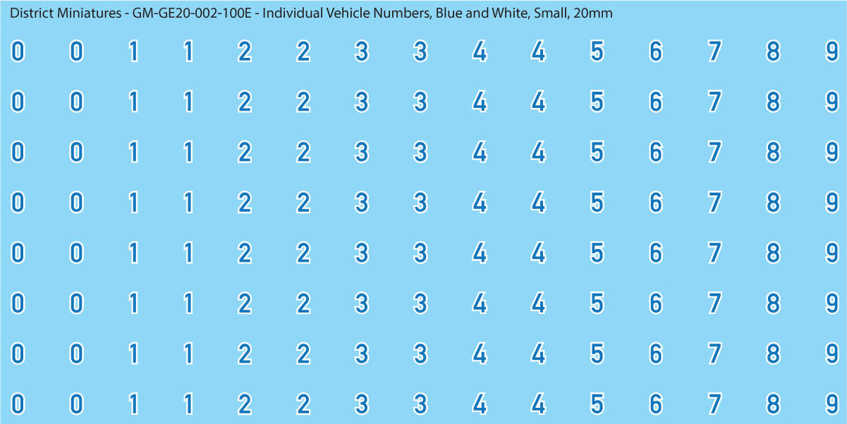 WW2 German - Individual Vehicle Numbers (Large and Small Options), 20mm