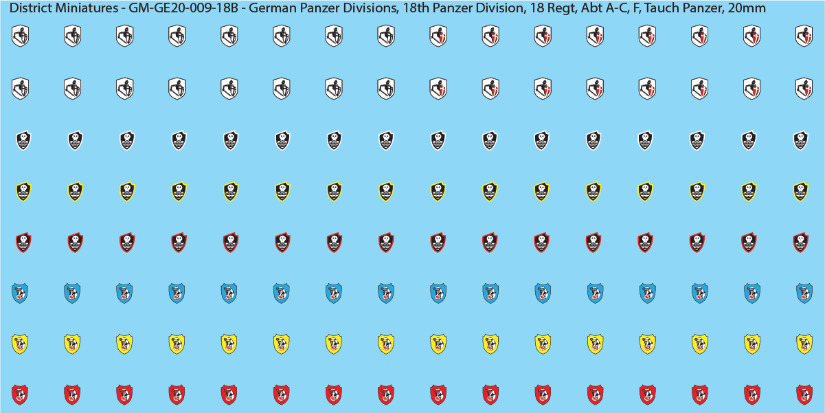 WW2 German Wehrmacht Panzer Divisions, 20mm Decals
