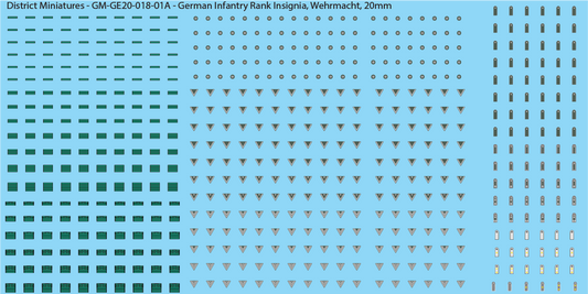WW2 German - German Infantry Rank Insignia (Multiple Options), 20mm Decals