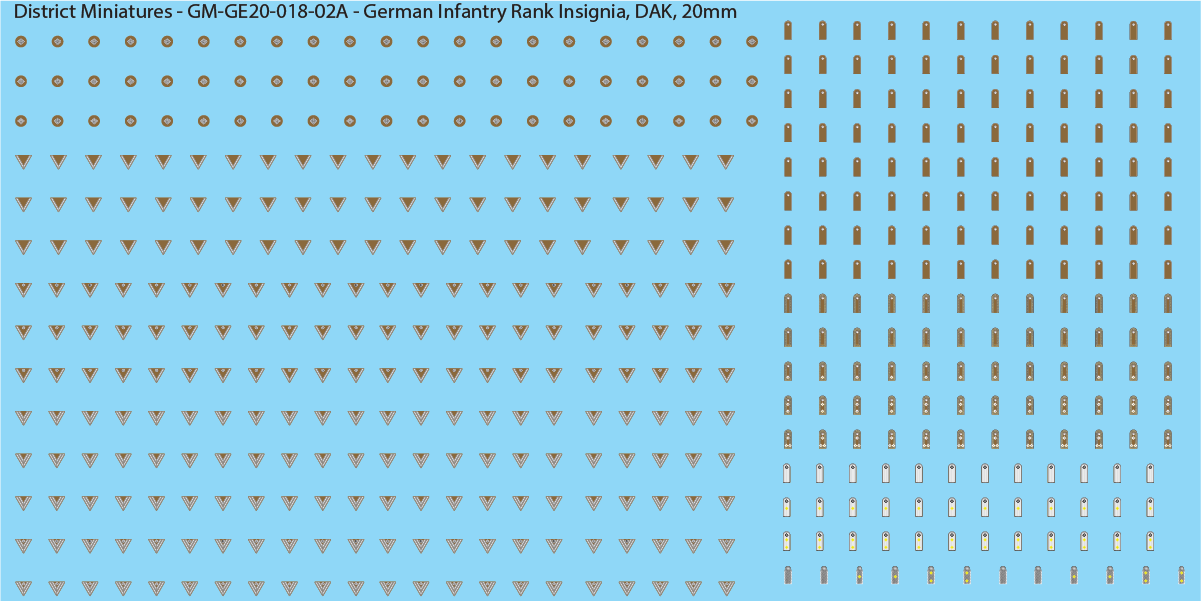 WW2 German - German Infantry Rank Insignia (Multiple Options), 20mm Decals