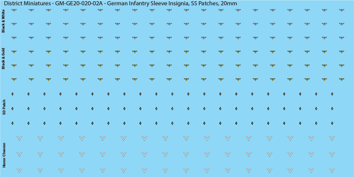 WW2 German - German Infantry Sleeve Insignia (Multiple Options), 20mm Decals