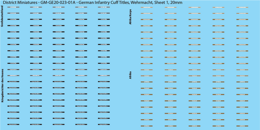 WW2 German - German Infantry Cuff Titles (Multiple Options), 20mm Decals