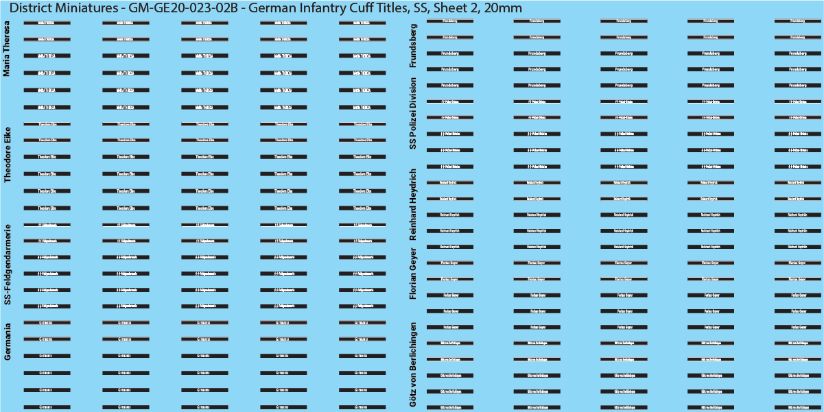 WW2 German - German Infantry Cuff Titles (Multiple Options), 20mm Decals