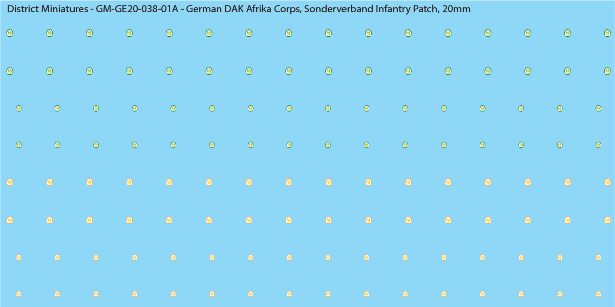 WW2 German DAK Afrika Corps, Sonderverband Infantry Patches, 20mm Decals