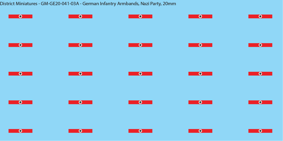 German Infantry Armbands, Nazi Party, 20mm