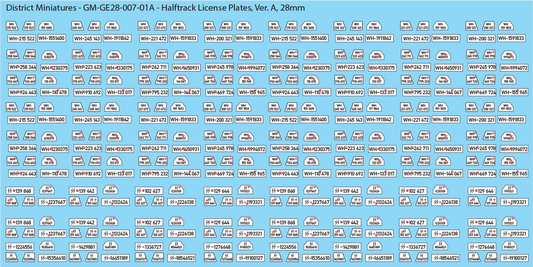 WW2 German - Halftrack License Plates, 15mm Decals