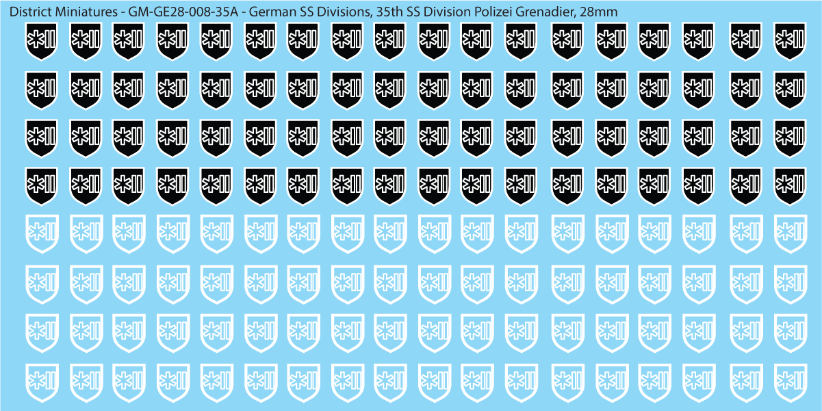 WW2 German SS Divisions, 28mm Decals