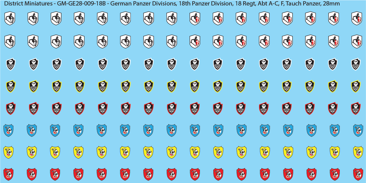 WW2 German Wehrmacht Panzer Divisions, 28mm Decals
