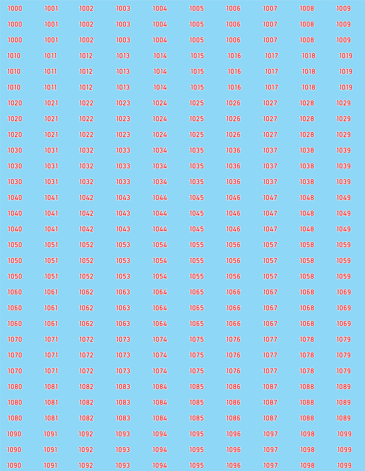 WW2 German - German Vehicle Numbers Sheets, Small Size, 1000-1999 (Multiple Options), 28mm