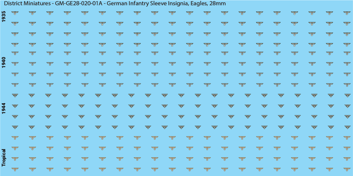 WW2 German - German Infantry Sleeve Insignia (Multiple Options), 28mm Decals