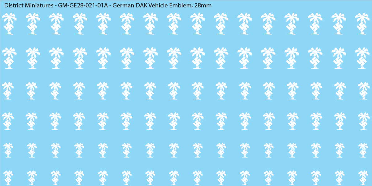 WW2 German - German Vehicle DAK (Afrika Corps) Emblems, 28mm Decals