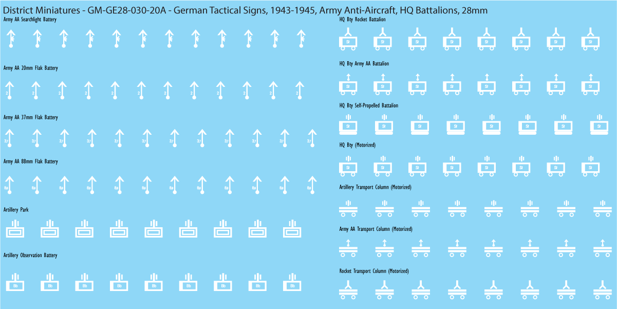 WW2 German - German Tactical Signs, 1943-1945 (Multiple Options), 28mm