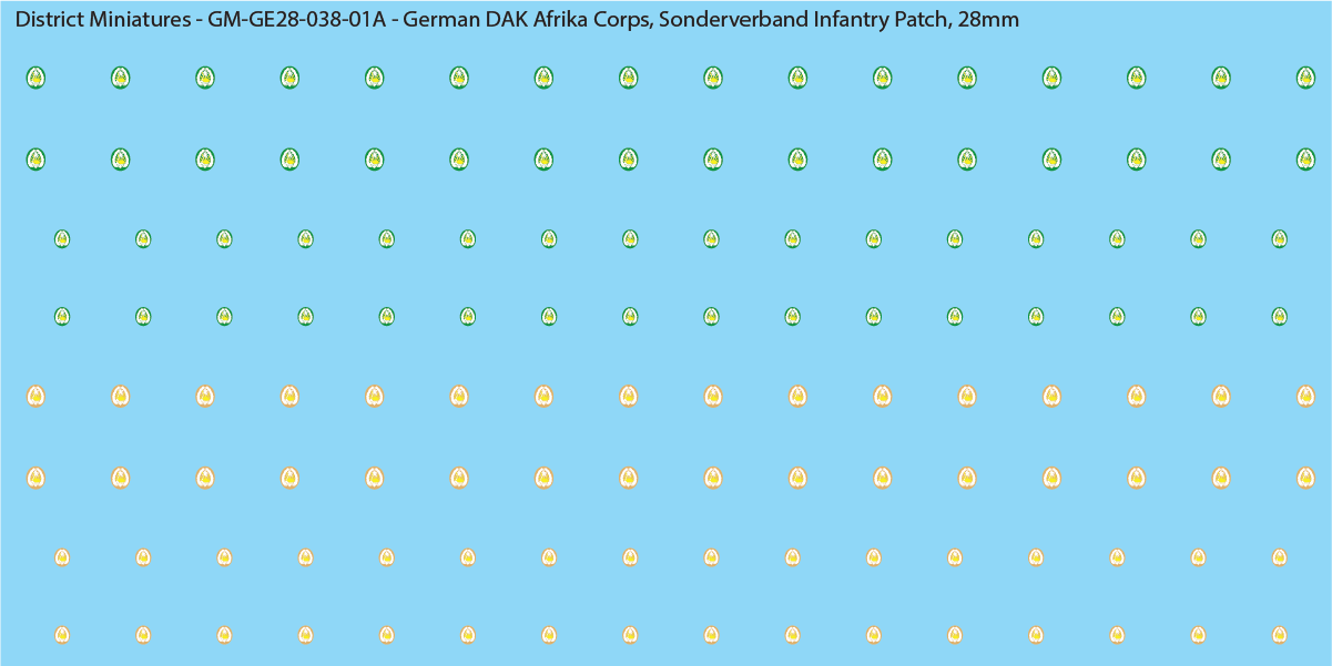 WW2 German DAK Afrika Corps, Sonderverband Infantry Patches, 28mm Decals