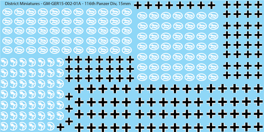 German WW2 116th Panzer Division, 15mm Decals