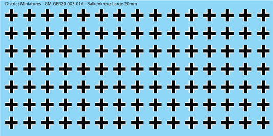 WW2 German Balkenkreuz, 20mm Decals