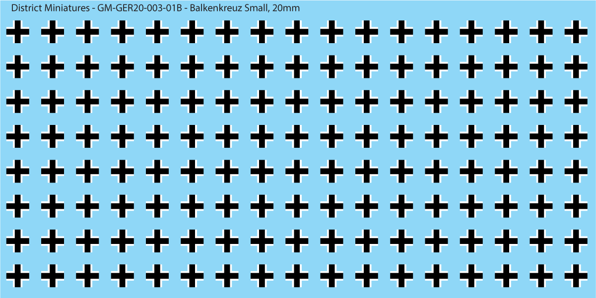 WW2 German Balkenkreuz, 20mm Decals