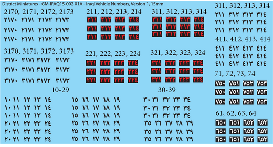 Iraqi Vehicle Numbers, 15mm