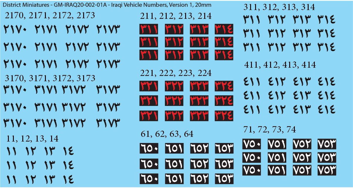 Iraqi Vehicle Numbers, 20mm