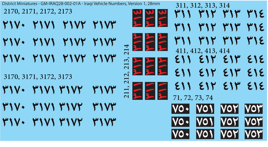 Iraqi Vehicle Numbers, 28mm