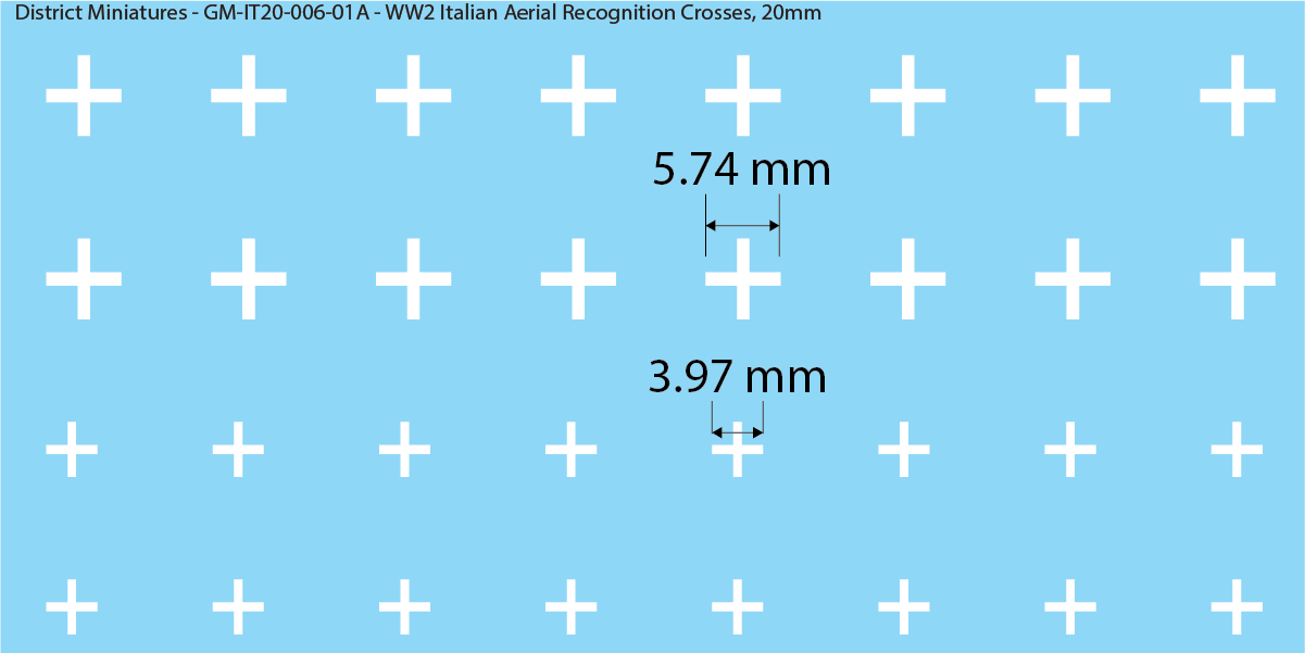 WW2 Italian Decals, Aerial Recognition Crosses, 20mm Decals