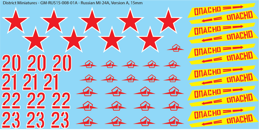 Russian MI-24A Decals, 15mm